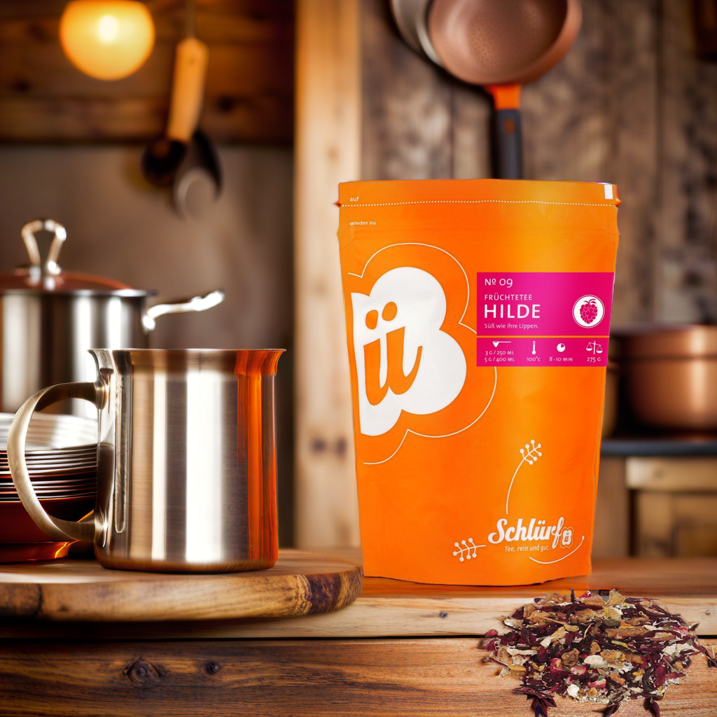 ceai bio hilde no 9 intr-un spatiu rustic